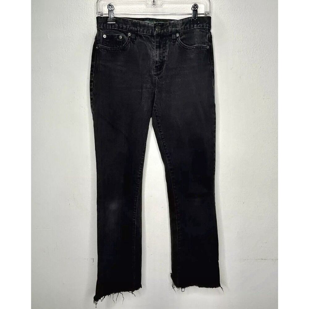 Ralph Lauren Washed Black Raw Hem Slim Fit Classic Straight Jeans Size 2